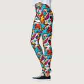 Farbenfrohe Comic Buchstil Sterne Gemusterter Yoga Leggings (Links)