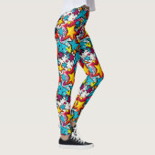 Farbenfrohe Comic Buchstil Sterne Gemusterter Yoga Leggings (Rechts)