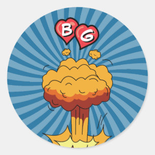 Farbenfrohe Comic Pop Art Gastgeschenk Hochzeit Runder Aufkleber