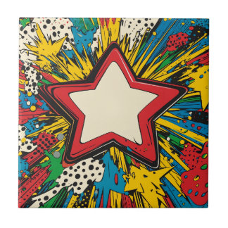 Farbenfrohe Comic Pop Kunst Sternexplosion Explosi Fliese