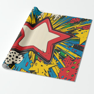 Farbenfrohe Comic Pop Kunst Sternexplosion Explosi Geschenkpapier