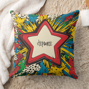 Farbenfrohe Comic Pop Kunst Sternexplosion Explosi Kissen