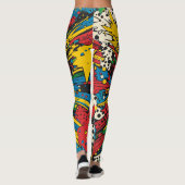 Farbenfrohe Comic Pop Kunst Sternexplosion Explosi Leggings (Rückseite)