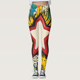 Farbenfrohe Comic Pop Kunst Sternexplosion Explosi Leggings
