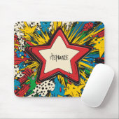 Farbenfrohe Comic Pop Kunst Sternexplosion Explosi Mousepad (Mit Mouse)