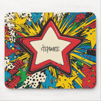 Farbenfrohe Comic Pop Kunst Sternexplosion Explosi Mousepad