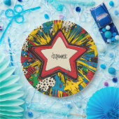 Farbenfrohe Comic Pop Kunst Sternexplosion Explosi Pappteller (Party)