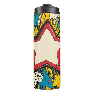 Farbenfrohe Comic Pop Kunst Sternexplosion Explosi Thermosbecher