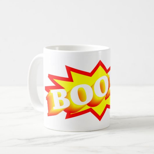 Farbenfrohe Comic Strip Boom Kaffeetasse (Vorderseite Links)