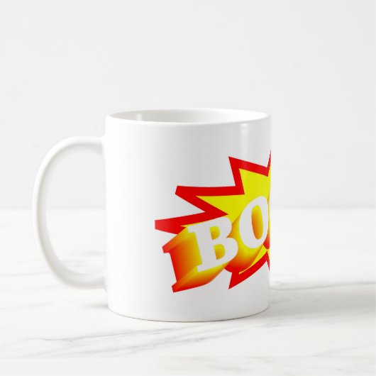 Farbenfrohe Comic Strip Boom Kaffeetasse (Links)