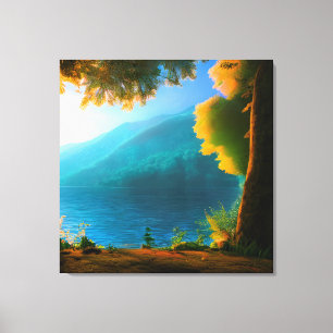 Farbenfrohe Como Golden Hour Lake Forest Canvas Pr Leinwanddruck