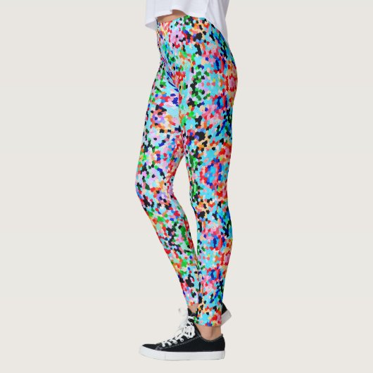 Farbenfrohe Confetti Abstrakt Mosaik Muster Neck T Leggings (Links)