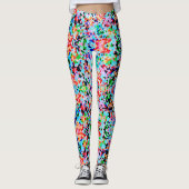 Farbenfrohe Confetti Abstrakt Mosaik Muster Neck T Leggings (Vorderseite)