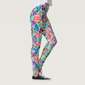 Farbenfrohe Confetti Abstrakt Mosaik Muster Neck T Leggings (Rechts)