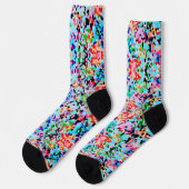Farbenfrohe Confetti Abstrakt Mosaik Muster Neck T Socken (Linkes Detail)