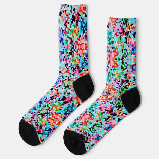 Farbenfrohe Confetti Abstrakt Mosaik Muster Neck T Socken (Linkes Detail)