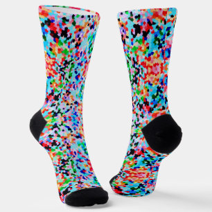 Farbenfrohe Confetti Abstrakt Mosaik Muster Neck T Socken