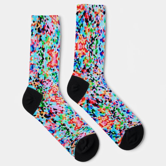 Farbenfrohe Confetti Abstrakt Mosaik Muster Neck T Socken (Rechts)