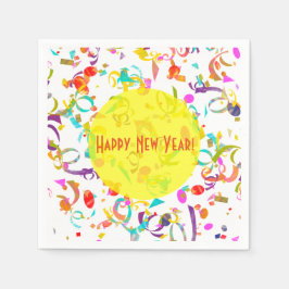 Farbenfrohe Confetti Art Jeder Anlass Gelbe Vorlag Serviette