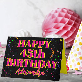 Farbenfrohe Confetti Custom Age und Name Birthday Karte