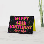Farbenfrohe Confetti Custom Age und Name Birthday Karte (Vorderseite)