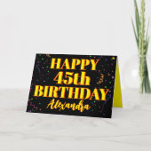 Farbenfrohe Confetti Custom Age und Name Birthday Karte (Vorderseite)