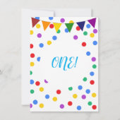Farbenfrohe Confetti Dots and Balloons 1. Geburtst Einladung (Vorderseite)