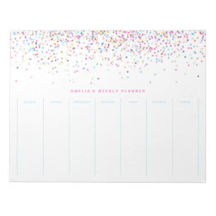 Farbenfrohe Confetti Dots Personalisierter Wöchent Notizblock