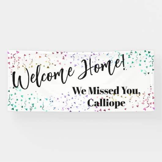 Farbenfrohe Confetti festliche Weiße Begrüßung Zuh Banner (Horizontal)