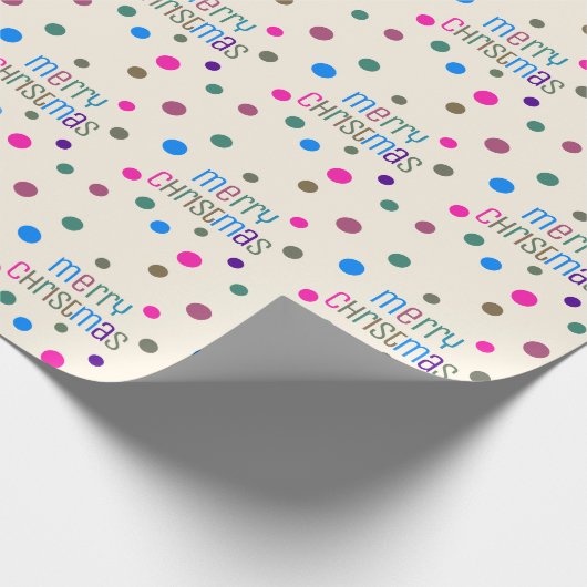 Farbenfrohe Confetti "Frohe Weihnachten" Typografi Geschenkpapier (Ecke)