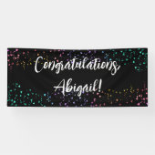 Farbenfrohe Confetti Handwriting Black Celebration Banner (Horizontal)