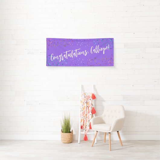 Farbenfrohe Confetti Handwriting Gratulation Banner (Insitu)