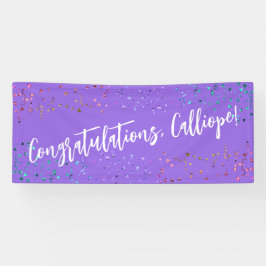 Farbenfrohe Confetti Handwriting Gratulation Banner