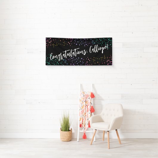 Farbenfrohe Confetti Handwriting Gratulation Banner (Insitu)