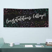 Farbenfrohe Confetti Handwriting Gratulation Banner (Messe)