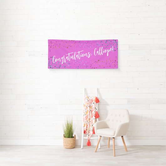 Farbenfrohe Confetti Handwriting Gratulation Banner (Insitu)