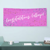 Farbenfrohe Confetti Handwriting Gratulation Banner (Messe)