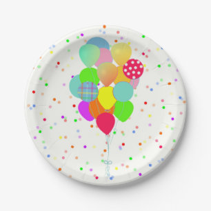 Farbenfrohe Confetti-Kinder-Geburtstagsparty Pappteller