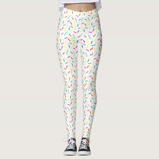Farbenfrohe Confetti Lines Sprinklermuster Leggings (Vorderseite)