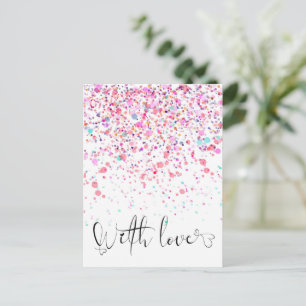 Farbenfrohe Confetti mit Liebe pink Postkarte