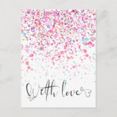 Farbenfrohe Confetti mit Liebe pink Postkarte (Vorderseite)