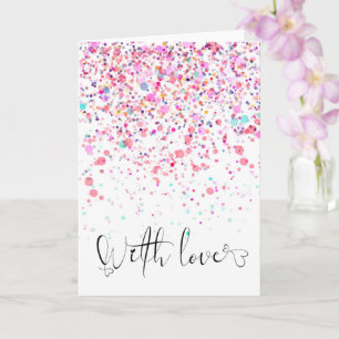 Farbenfrohe Confetti mit Liebe Rosa Geburtstag Karte