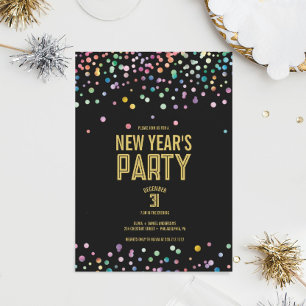 Farbenfrohe Confetti-Neujahrsfest-Party Einladunge Einladung