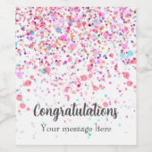 Farbenfrohe Confetti Pink Wasserfarbe Personalisie Weinetikett (Einzelnes Label)