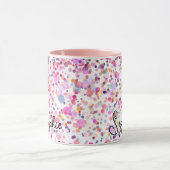Farbenfrohe Confetti Rosa Abstrakter Personalisier Tasse (Zentrum)