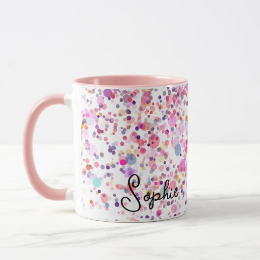 Farbenfrohe Confetti Rosa Abstrakter Personalisier Tasse (Links)