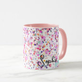 Farbenfrohe Confetti Rosa Abstrakter Personalisier Tasse (VorderseiteRechts)