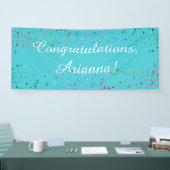 Farbenfrohe Confetti Script Herzlichen Glückwunsch Banner (Messe)