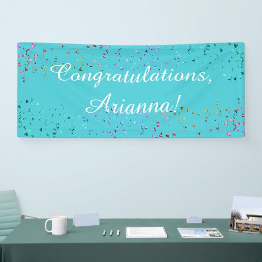 Farbenfrohe Confetti Script Herzlichen Glückwunsch Banner (Messe)