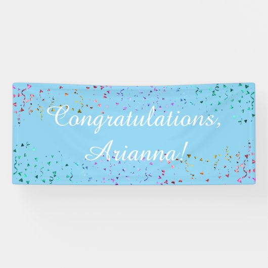 Farbenfrohe Confetti Script Herzlichen Glückwunsch Banner (Horizontal)